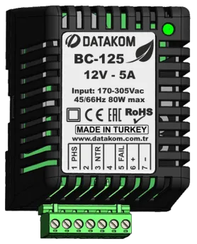 BC-125 Зарядное устройство (12В, 5А, 220-240В, на дин-рейку)