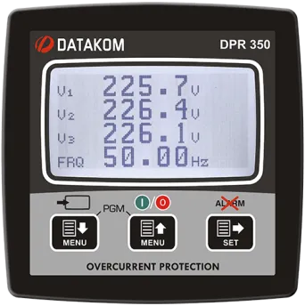DPR-350 Анализатор сети и реле защиты (2,9” ЖК-дисп, RS-485, USB, 4 вых, 2вх.) 96x96 мм, AC