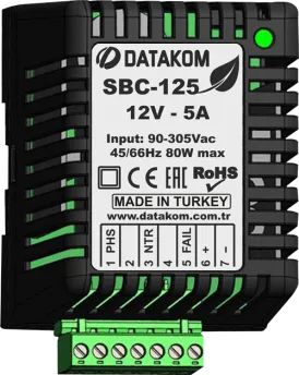 SBC-125 Зарядное устройство (12В, 5А, 100-240В, на дин-рейку)