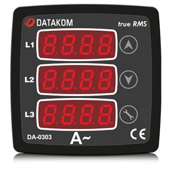 DA-0303 амперметр, 3-фазный,3 дисплея 72х72