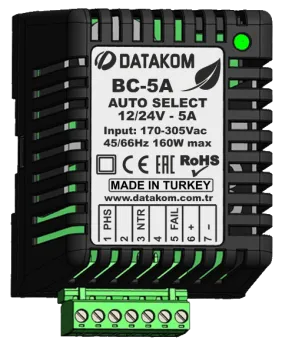 BC-5A Зарядное устройство (12В/24В, 5А, 220-240В, на дин-рейку)