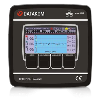 DFC-0124 Контроллер коэффициента мощности (Цветной диспл 5.0”, 12 ступеней, RS-485, SVC) 144х144 мм