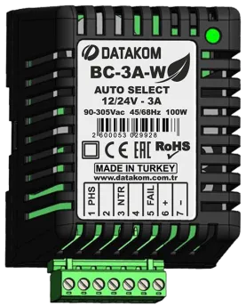 BC-3A-W Зарядное устройство (12В/24В, 3А, 100-240В, на дин-рейку)