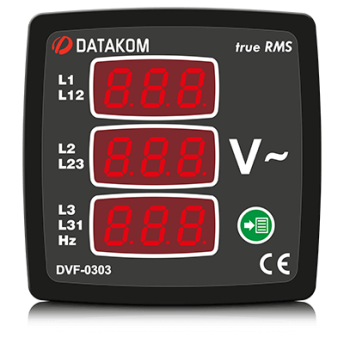 DVF-0303 вольтметр-частотомер , 3-фазный,3 дисп. 72x72