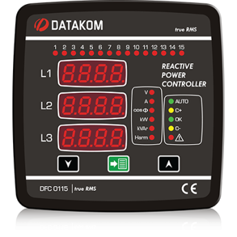 DFC-0115 Контроллер коэффициента мощности (12 ступеней, ген, авар, RS-485) 144х144 мм